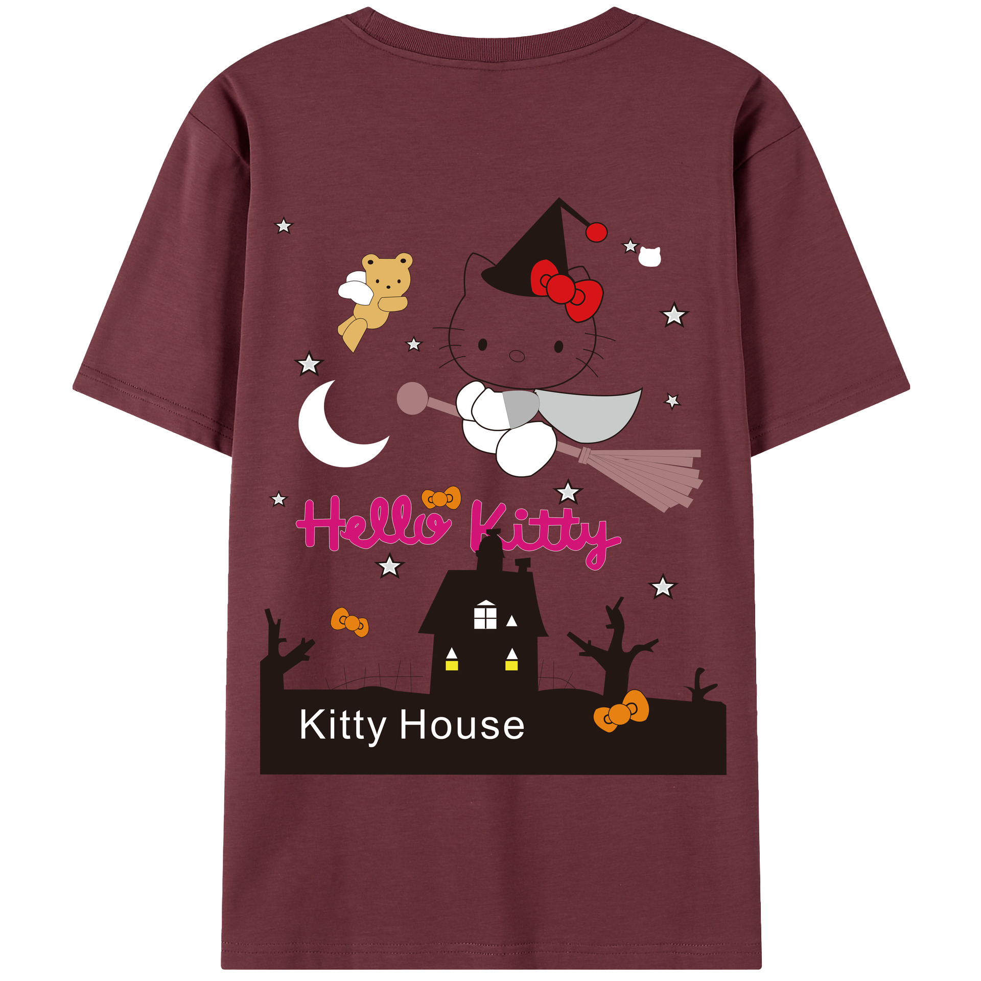 （画像用） Hello Kitty ハローキティ 綿100％半袖Tシャツ（背面プリント）